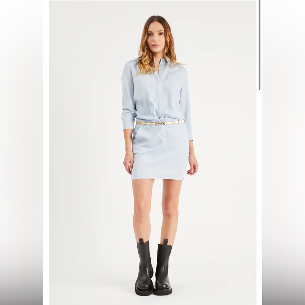 NWT Etienne Marcel Sky Blue Button Down Mini Dress